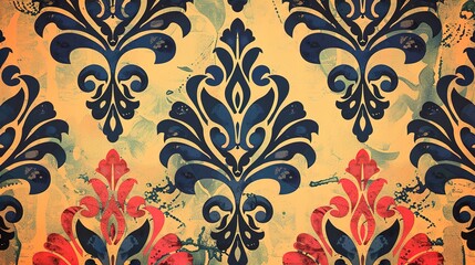Orange tone retro pattern wallpaper