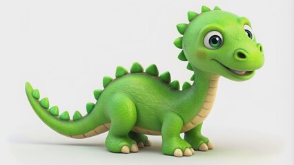 Fototapeta premium Cute green dinosaur perfect for children's books, merchandise, and educational materials , dinosaur, adorable, prehistoric