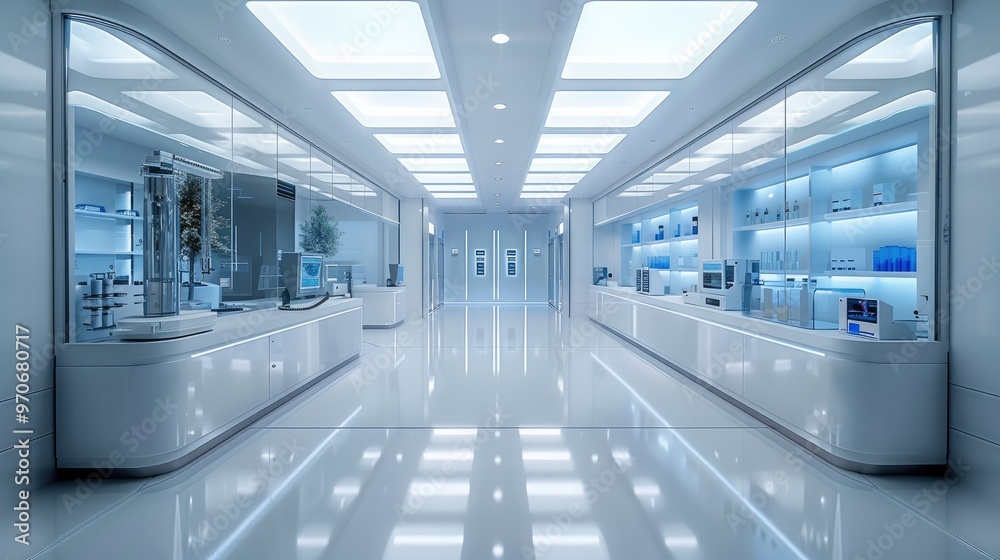 Poster a sleek, modern laboratory with advanced equipment and clean lines. generative ai.