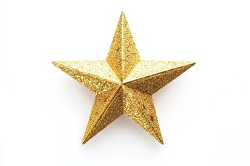 Golden Christmas Star isolated on white background  top view.