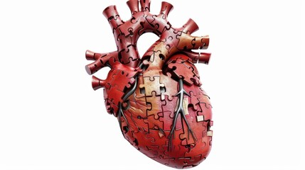 Naklejka premium Red hearts are being created with jigsaw puzzles.