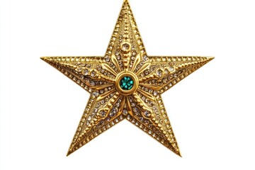 Obraz premium Golden Christmas star jewels sticker on white background.