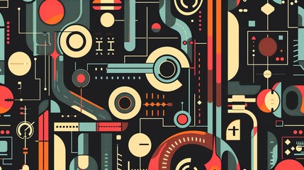 Obraz premium Tapeta w stylu retro tech