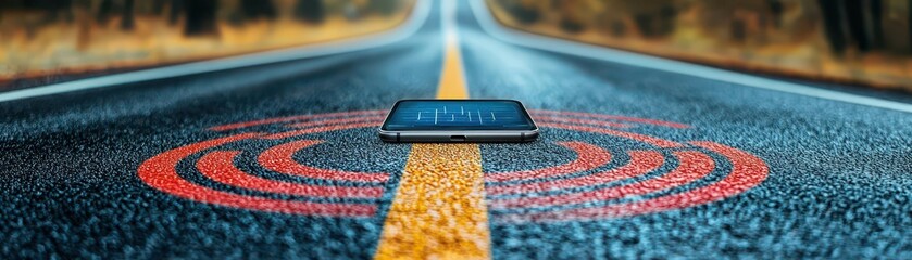 Road trip playlist displayed on a phone, Road trip, fun and musical