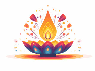 Flat Glowing Digital Rangoli with Diwali Lamp: An Artistic Celebration of Diwali Spirit for Banners