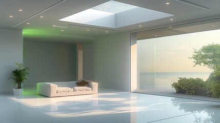 Fototapeta premium Minimalist living room space. Generative AI.