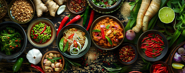 Aromatic Thai Cuisine Photo - Spicy Noodles, Herbs, and Spices