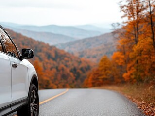 Car parked at a scenic overlook, Road trip, peaceful and picturesque
