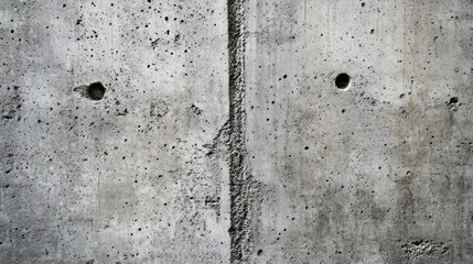Gray Concrete Wall with Holes and a Seam