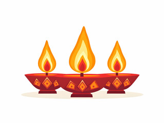 Serene Vector Illustration of Flat Diwali Diya and Swastik Symbol Gracefully Suspended in Mid Air Isolated on White Background Representing Spiritual Blessings and Cultural Heritage
