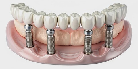 Mandibular prosthesis supported by all on 4 dental implants, dental, implant, prosthesis, oral health, mandibular