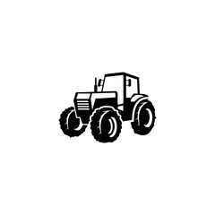Farmer tractor drawn white