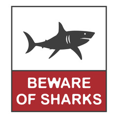 SHARK ZONE No swimming  flat symbol