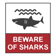 SHARK ZONE No swimming  flat symbol