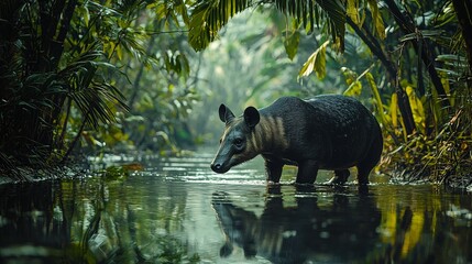 Malayan Tapir Serene Jungle Scene