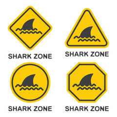 Obraz premium SHARK ZONE No swimming flat symbol