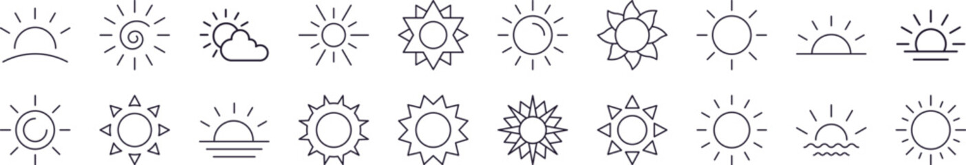 Sun Line Icon Set. Modern Collection for Design, Web Sites, Apps, Cards