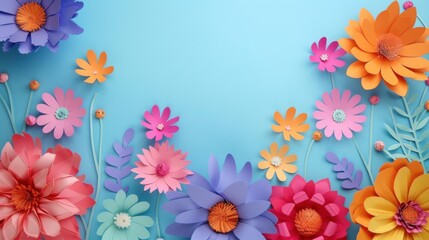 colored paper flowers wallpaper on background, spring summer background