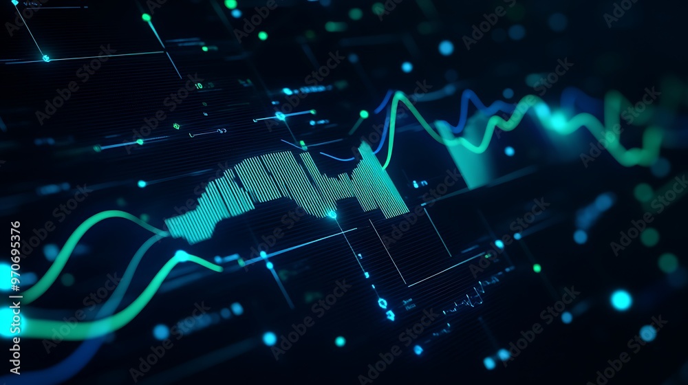 Poster Abstract Digital Interface with Glowing Lines and Data