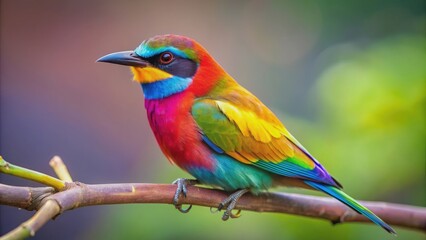 Fototapeta premium Close-up photo of a colorful bird perched on a branch , wildlife, feathers, avian, animal, nature, vibrant, plumage, beak