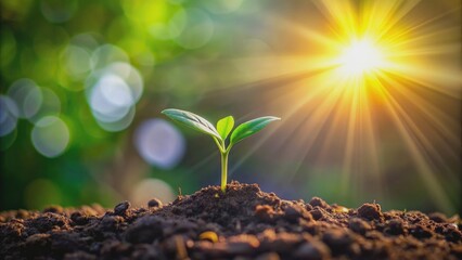 Tiny plant reaching for the sun, symbolizing natural growth and resilience, growth, plant, nature, sunlight, green