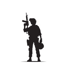 Fototapeta premium Soldier silhouette. Soldier vector design black and white. Soldier logo, icon.