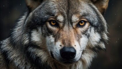 Obraz premium A wolf is standing in a forest with its head held high