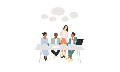 Office concept. Different people work together. Modern design.