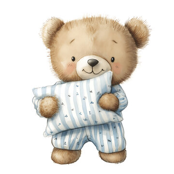 recommend clip art: Cute baby bear with pastel blue watercolor, good for nursery or book, clip art