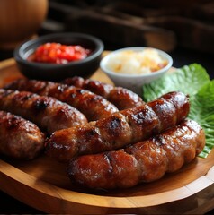 Filipino food, "Longganisa" is a sweet and savory sausage typically made with pork, but can also be tuna, chicken or beef.
