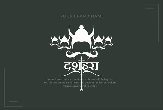 Illustration with symbol of Ravana and Bow-Arrow for Hindu Festival DUSSEHRA (Vijaydashami)