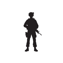 Fototapeta premium Soldier silhouette. Soldier vector design black and white. Soldier logo, icon.