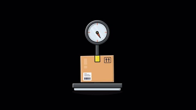 Animated Weight Scale with Delivery Box Video - Transparent
