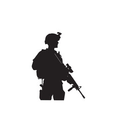 Soldier silhouette. Soldier vector design black and white. Soldier logo, icon.