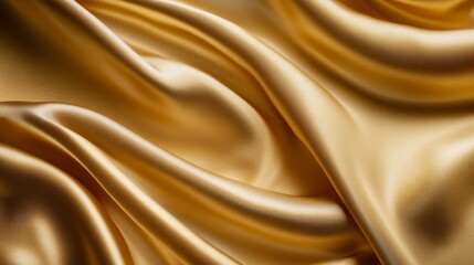Fototapeta premium Golden silk fabric draped smoothly, elegant