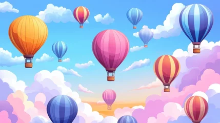 Colorful Hot Air Balloons Flying Over Cloudscape