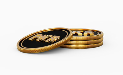 Sleek Golden And Black Pakistani Rupee Coins Rounded Coins Stack On White Background 3d Illustration