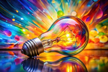Bright bold colorful vibrant abstract inspiration bulb explosion light rays morning sunshine creative idea conceptual artistic expression playful joyful