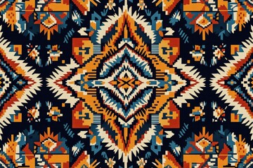 Fototapeta premium Native American Navajo seamless pattern for textile design.