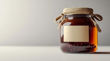 Glass Jar of Jam with Blank Label Generative AI