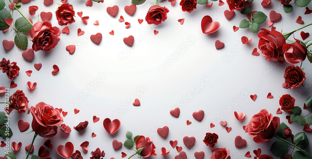Poster frame for valentine day, white background, free space for text. generative ai.