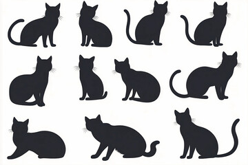 Obraz premium Black cats - silhouettes set.