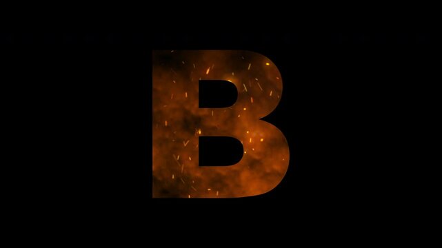Fiery Sparks letter B. Seamless looping animation on black background