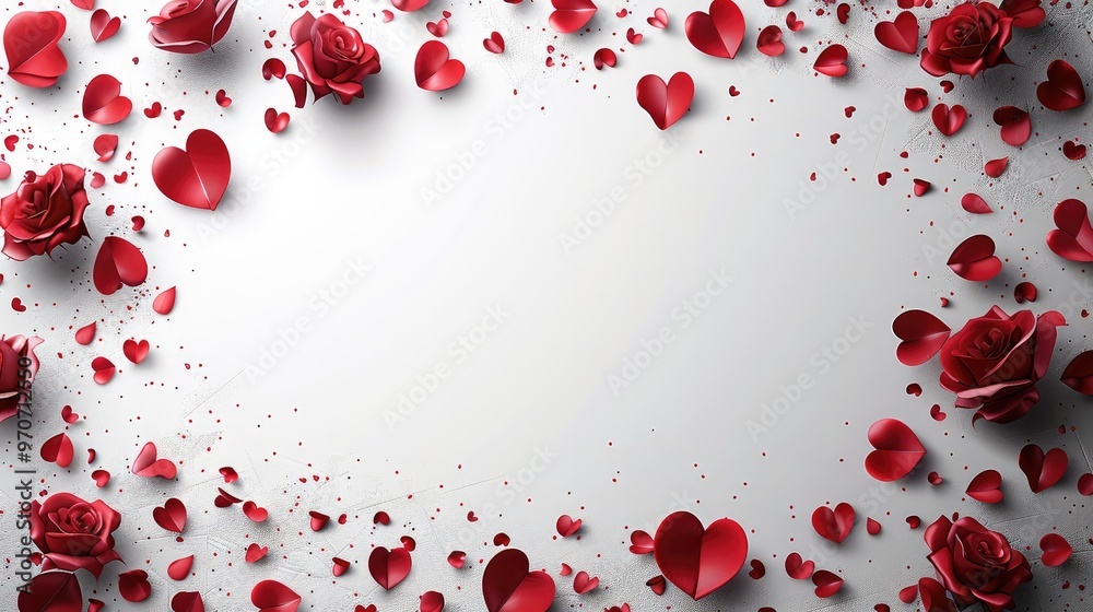 Poster frame for valentine day, white background, free space for text. generative ai.