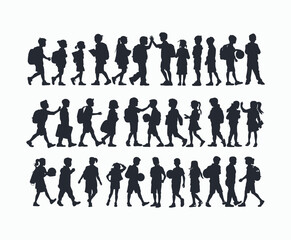 Vector silhouette of school kids back to school illustration template