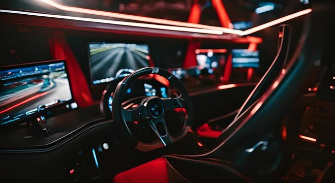 Driving simulator in an arcade center.