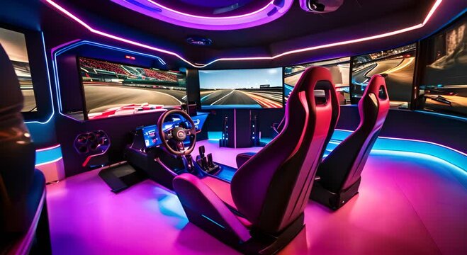 Driving simulator in an arcade center.
