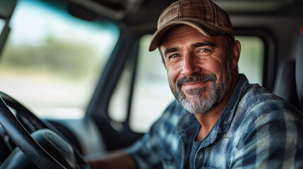 Truck Driver Operating His Truck