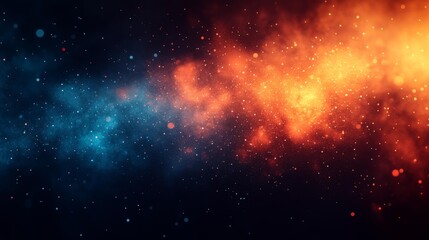 Naklejka premium Cosmic Red and Blue Nebula in Space Generative AI