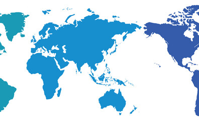 Cartoon pictures of world map on white background. All countries of the world in different colors. Can use for printing, website, presentation element, textile. Vector illustration.